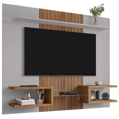 Painel Suspenso TV 55 Polegadas 163 Cm Atlas Bechara Off White Cinamomo