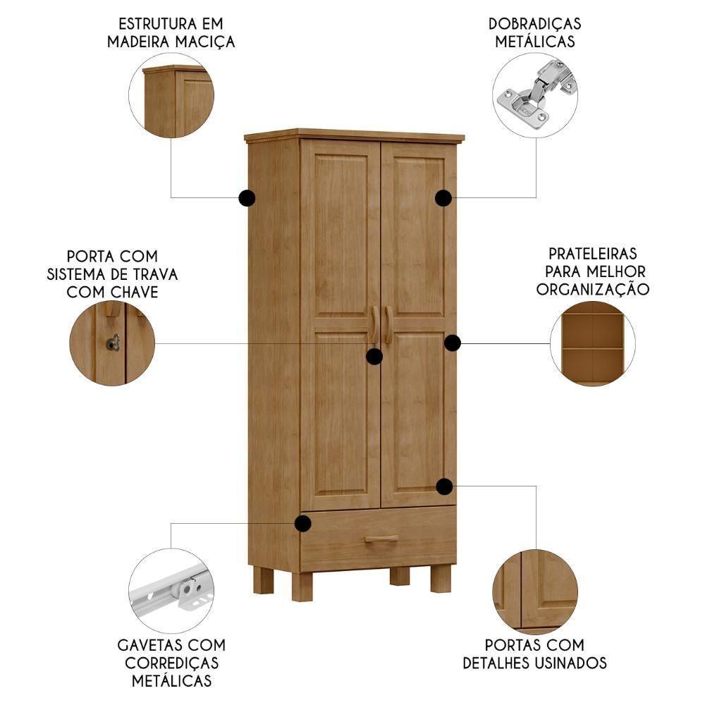 Guarda Roupa Solteiro 82cm 2 Portas 1 Gaveta Renzo Freijó F07 - Mpozenato - 4