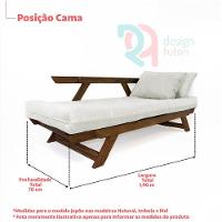 Sofá Japão Futon Sarja Impermeável Bege Em Madeira Maciça - 8