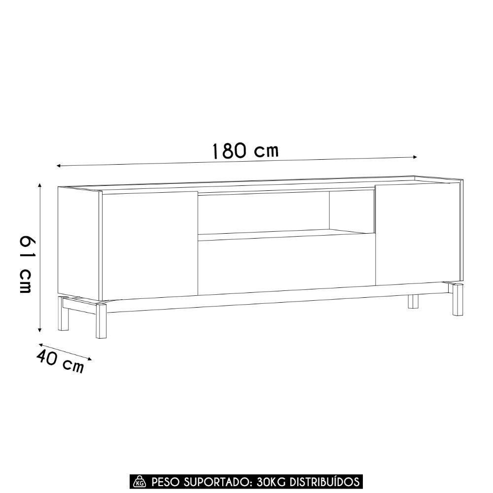 Rack TV 50 Polegadas 180cm 2 Portas 1 Gaveta Soleil Tauari Grafite F07 - Mpozenato - 4