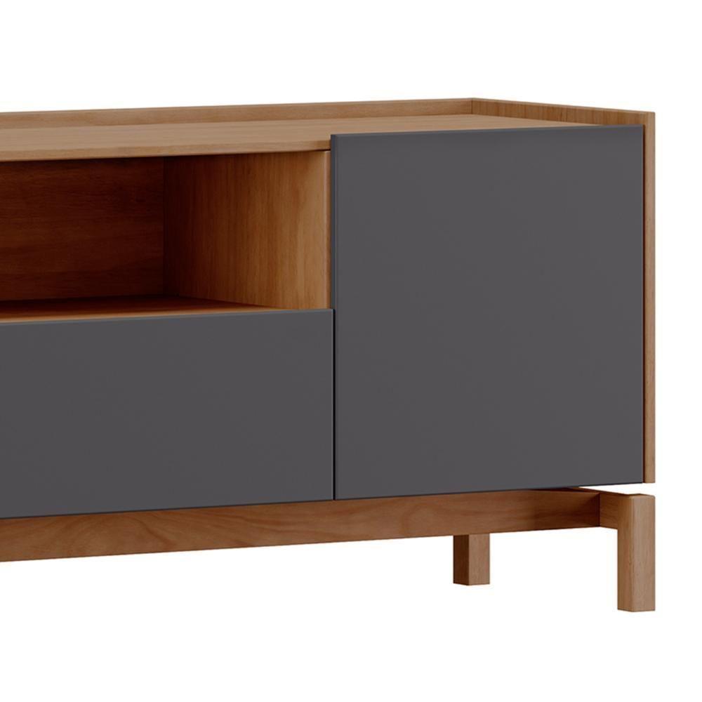 Rack TV 50 Polegadas 180cm 2 Portas 1 Gaveta Soleil Tauari Grafite F07 - Mpozenato - 6