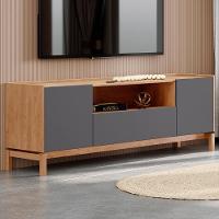 Rack TV 50 Polegadas 180cm 2 Portas 1 Gaveta Soleil Tauari Grafite F07 - Mpozenato - 1