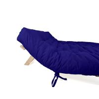 Sofa Cama Futon Oriental King Azul Royal Acquablock Madeira Maciça Pinus Natural Sem Pintura