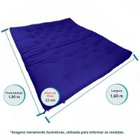 Sofa Cama Futon Oriental King Azul Royal Acquablock Madeira Maciça Pinus Natural Sem Pintura - 6