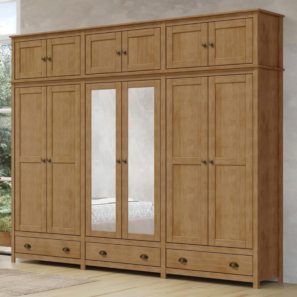 Guarda Roupa Casal 261cm Com Espelho Lázio Freijó F07 - Mpozenato - 1