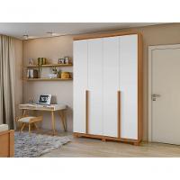Guarda-roupas 4 Portas 2 Gavetas 100% Mdf Alonzo Sem Espelho E Com Pés - Lopas Amendoa Clean/branco - 2