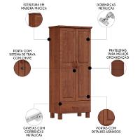 Guarda Roupa Solteiro 82cm 2 Portas 1 Gaveta Renzo Imbuia F07 - Mpozenato - 3