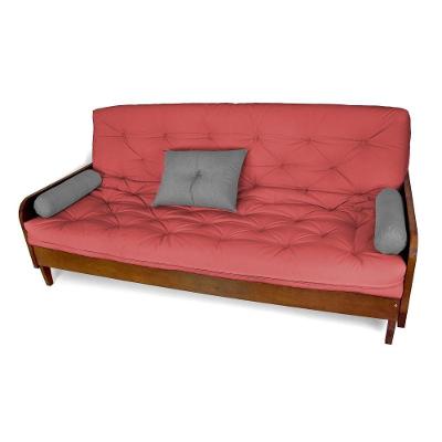 Sofá Cama Paris Sarja Madeira Nobre Imbuia - Goiaba