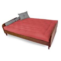 Sofá Cama Paris Sarja Madeira Nobre Imbuia - Goiaba - 3