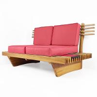 Sofá 2 Lugares Xangai Madeira Nobre Goiaba Sala Moderna - 1