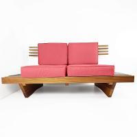 Sofá 2 Lugares Xangai Madeira Nobre Goiaba Sala Moderna - 6