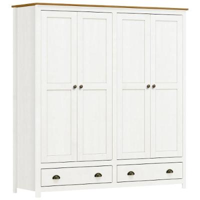 Guarda Roupa Casal Lázio F07 4 Portas de Bater 2 Gavetas Branco-Freijó Mpozenato