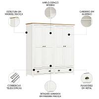 Guarda Roupa Casal 176cm 4 Portas 2 Gavetas Lázio Branco/freijó F07 - Mpozenato - 3