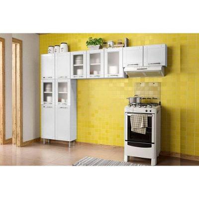 Cozinha Compacta Múltipla Cpt98 11 Portas em Aço 245cm Branco com Armários e Paneleiro