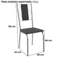 Kit 2 Cadeiras Cromada Sala Jantar 2C076CR Corino Kappesberg Preto - 3