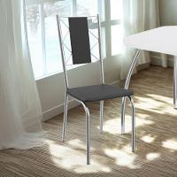 Kit 2 Cadeiras Cromada Sala Jantar 2C076CR Corino Kappesberg Preto - 6