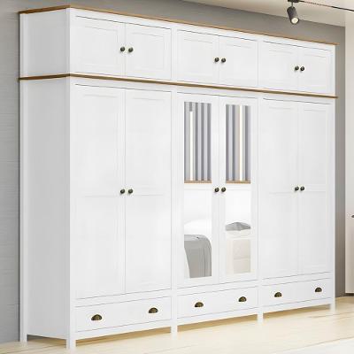 Guarda Roupa Casal Lázio F07 12 Portas de Bater 3 Gavetas Branco-Freijó Mpozenato
