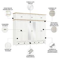 Guarda Roupa Casal 261cm Com Espelho Lázio Branco/freijó F07 - Mpozenato - 3