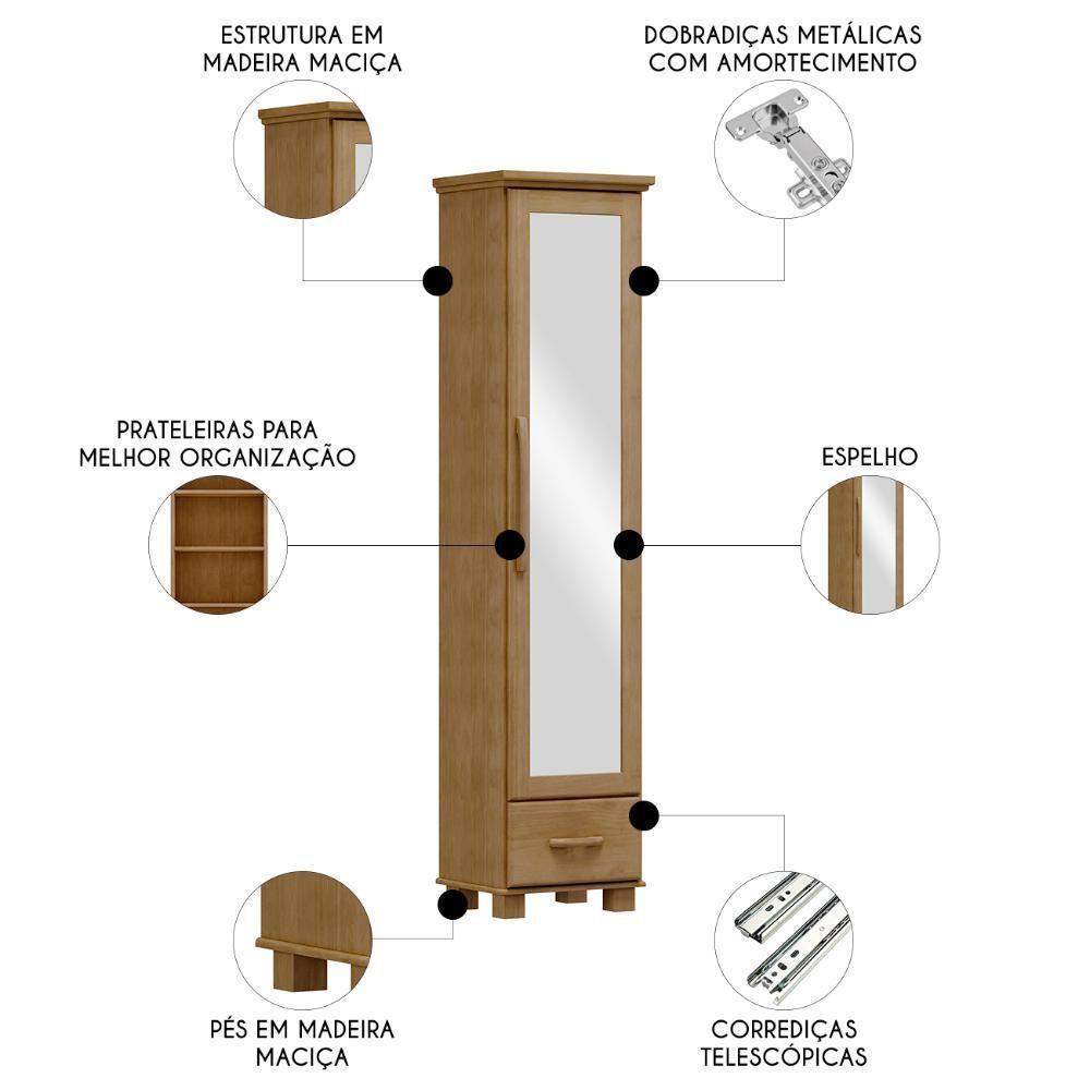 Sapateira De Madeira 47cm 1 Porta Com Espelho Eduarda Freijó F07 - Mpozenato - 3