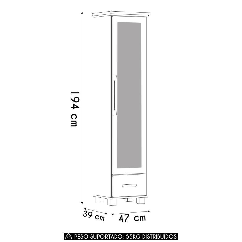 Sapateira De Madeira 47cm 1 Porta Com Espelho Eduarda Freijó F07 - Mpozenato - 4