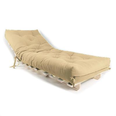 Sofa Cama Solteiro Futon Dobrável Bege Sarja Impermeável