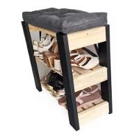 Sapateira Hall Entrada Organizador Multiuso Com Almofada Cinza - 3