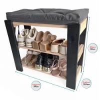 Sapateira Hall Entrada Organizador Multiuso Com Almofada Cinza - 4