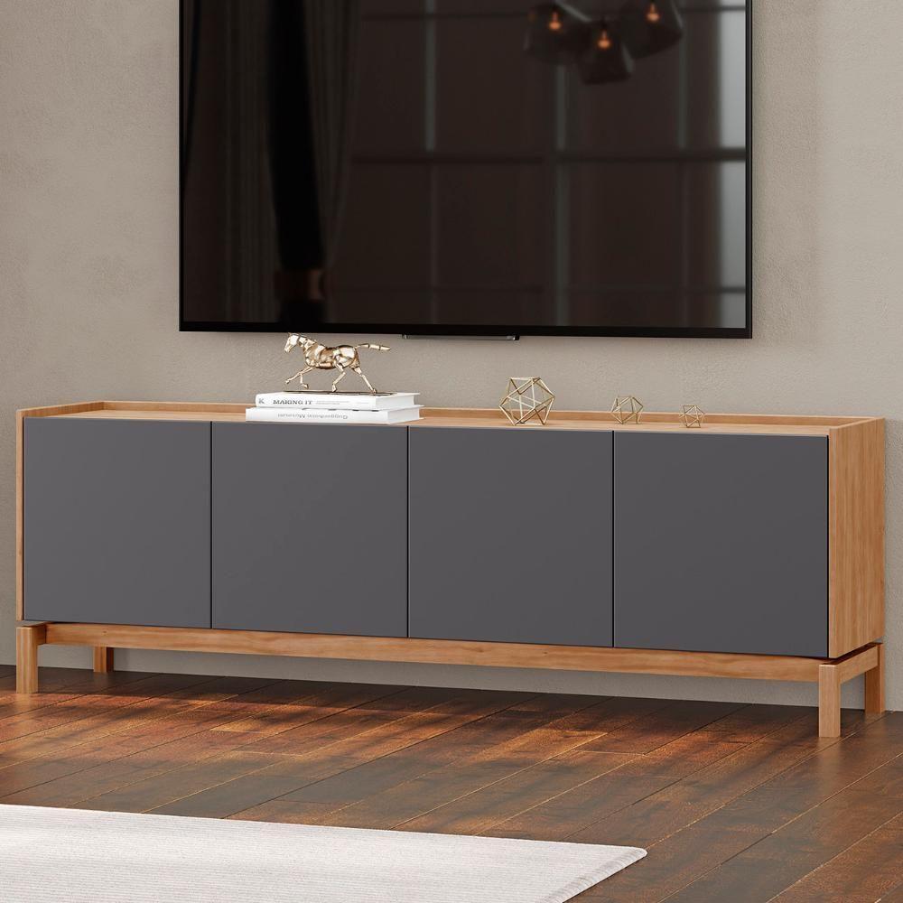 Rack TV 50 Polegadas 180cm 2 Portas 2 Gavetas Soleil Tauari Grafite F07 - Mpozenato - 1