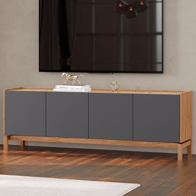 Rack TV 50 Polegadas 180cm 2 Portas 2 Gavetas Soleil Tauari Grafite F07 - Mpozenato