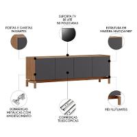 Rack TV 50 Polegadas 180cm 2 Portas 2 Gavetas Soleil Tauari Grafite F07 - Mpozenato - 3