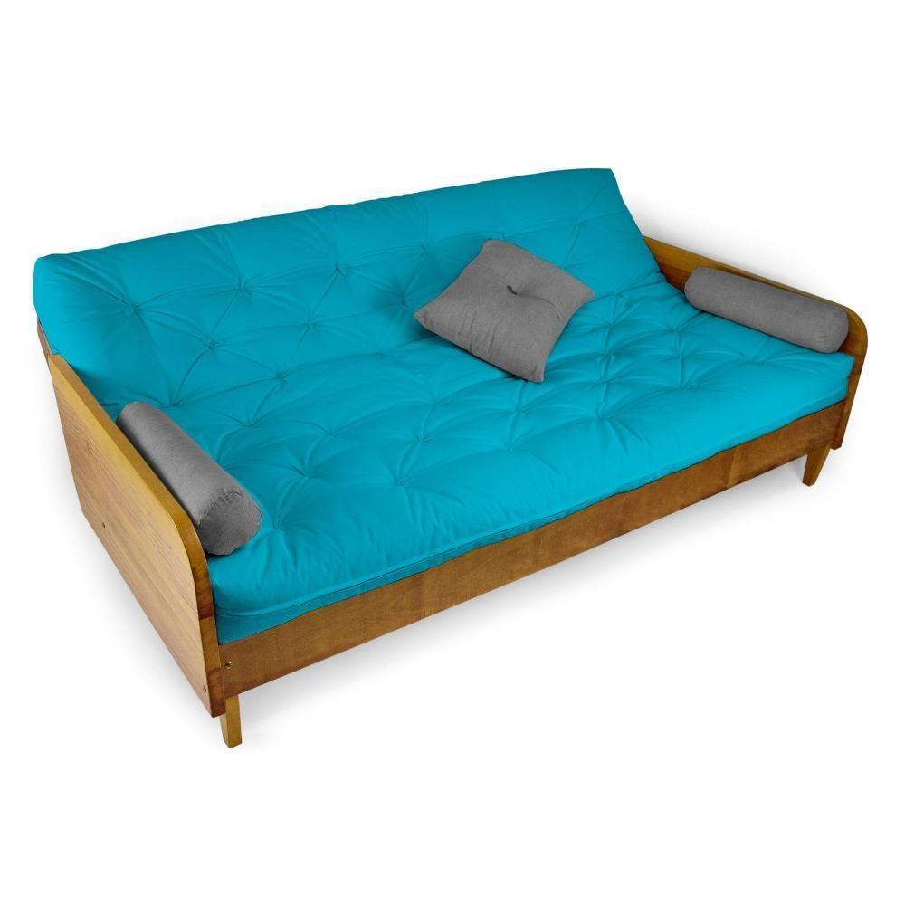 Sofá Cama Paris Sarja Azul Tiffany Madeira Maciça Alto Padrão - 5