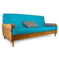 Sofá Cama Paris Sarja Azul Tiffany Madeira Maciça Alto Padrão - 1