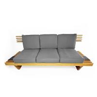 Sofá 3 Lugares Madeira Nobre Maciça Xangai Sala Moderna Cinza - 1