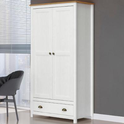 Guarda Roupa Solteiro Lázio F07 2 Portas de Bater 1 Gaveta Branco-Freijó Mpozenato