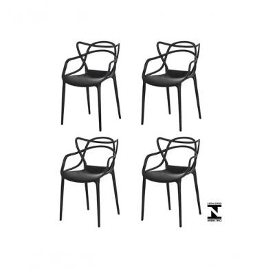 Kit Com 4 Cadeiras Allegra Master Preta
