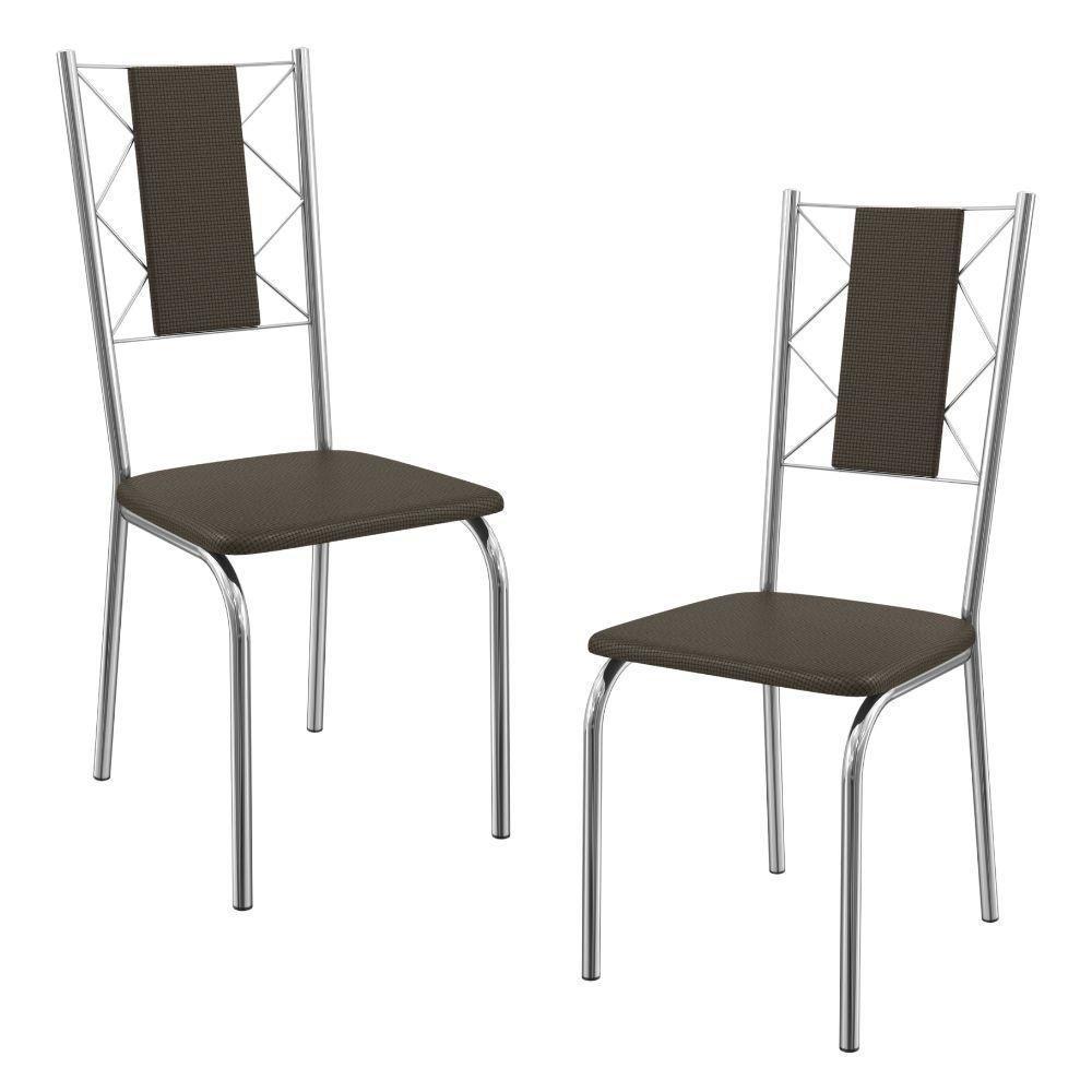 Kit 2 Cadeiras Cromada Sala Jantar 2C076CR Corino Kappesberg Marrom - 1
