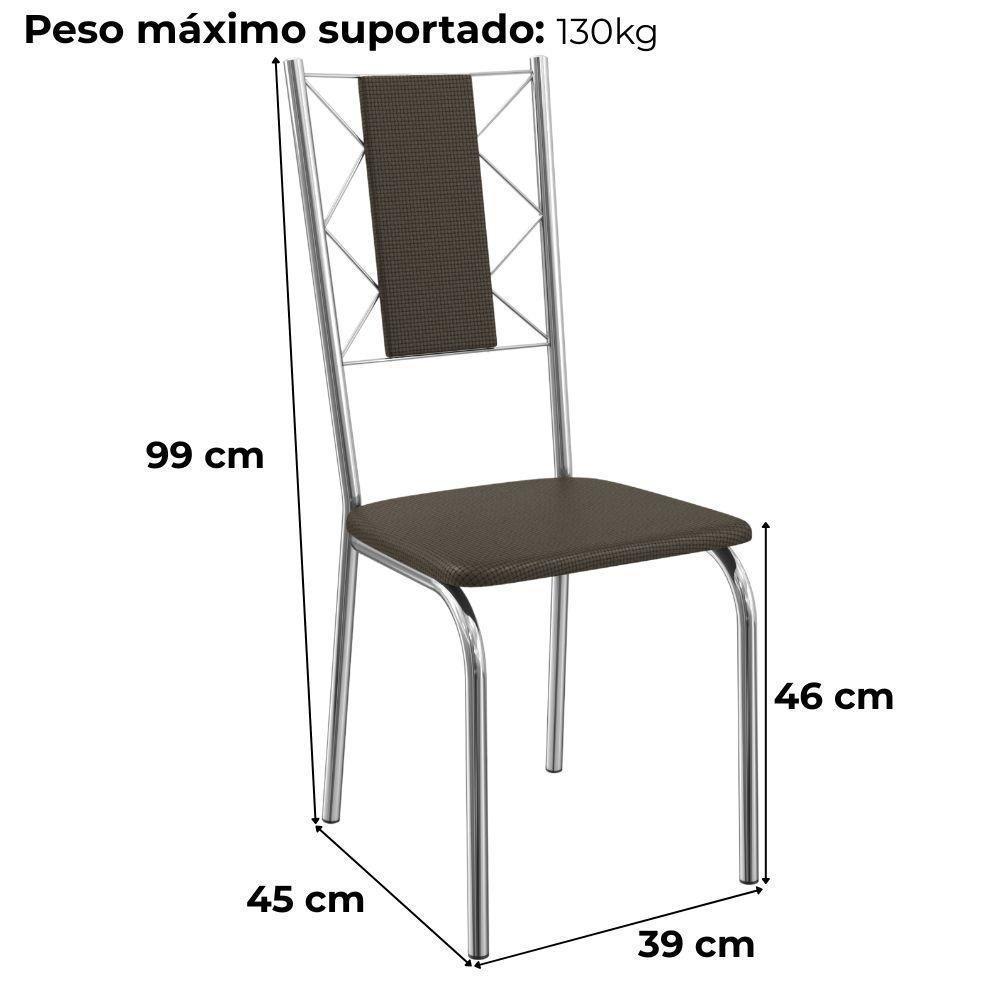 Kit 2 Cadeiras Cromada Sala Jantar 2C076CR Corino Kappesberg Marrom - 3