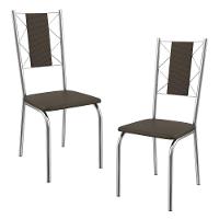 Kit 2 Cadeiras Cromada Sala Jantar 2C076CR Corino Kappesberg Marrom - 1
