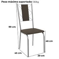 Kit 2 Cadeiras Cromada Sala Jantar 2C076CR Corino Kappesberg Marrom - 3