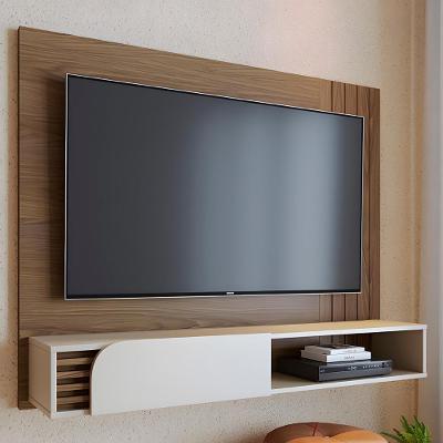 Painel TV 60 Polegadas E Bancada Suspensa Madrid Amêndoa Off White C05 - Mpozenato