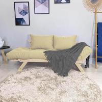 Sofá Japão Futon Sarja Madeira Sem Pintura - Bege Claro - 6
