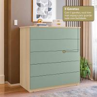 Cômoda 05 Gavetas Compacta Amêndoa/verde