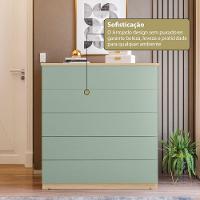 Cômoda 05 Gavetas Compacta Amêndoa/verde - 5