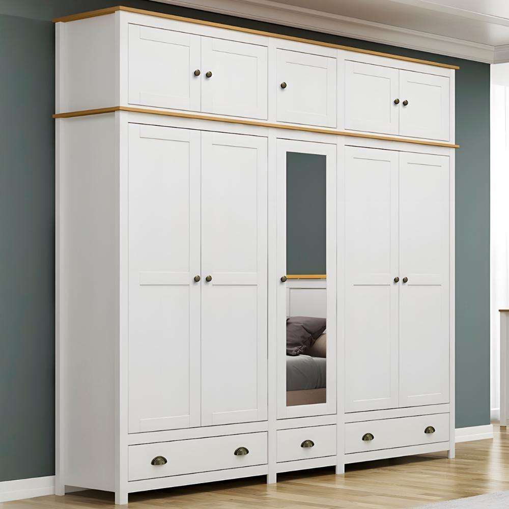 Guarda Roupa Casal 221cm 10 Portas 3 Gavetas Lázio Branco/freijó F07 - Mpozenato - 1