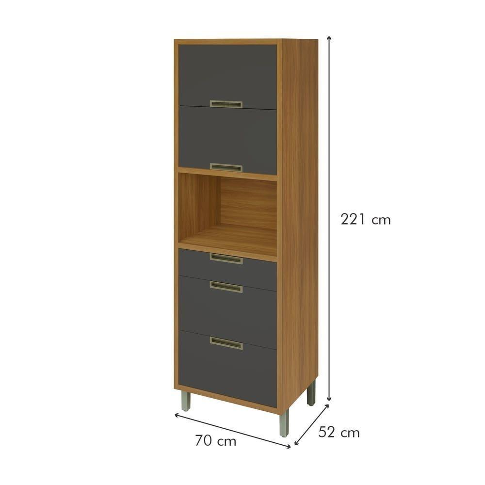 Paneleiro 2 Portas 3 Gavetas Imperatriz Nesher Móveis Freijó-grafite - 2