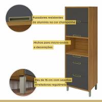 Paneleiro 2 Portas 3 Gavetas Imperatriz Nesher Móveis Freijó-grafite