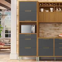 Paneleiro 2 Portas 3 Gavetas Imperatriz Nesher Móveis Freijó-grafite - 7