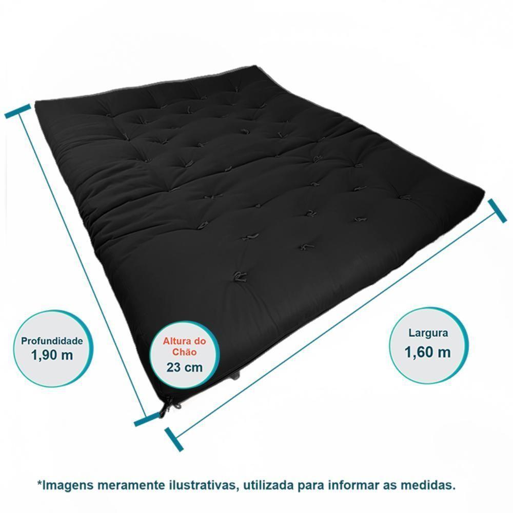 Sofa Cama Futon Oriental King Preto Acquablock Madeira Maciça Pinus Natural Sem Pintura - 6