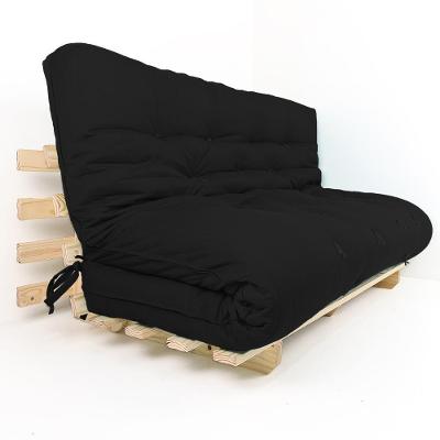 Sofa Cama Futon Oriental King Preto Acquablock Madeira Maciça Pinus Natural Sem Pintura