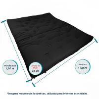 Sofa Cama Futon Oriental King Preto Acquablock Madeira Maciça Pinus Natural Sem Pintura - 6